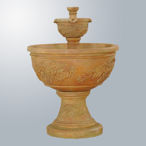 Two tier outdoor water fountain