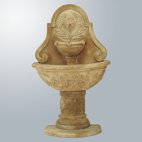 Outdoor wall water fountain designed for a spout