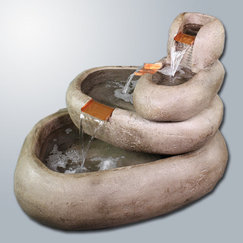 Image of a decorative water feature with a cascading design