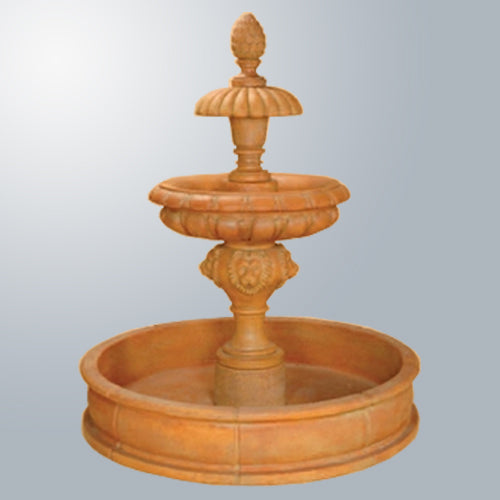 Two tier pond fountain for outdoor water feature