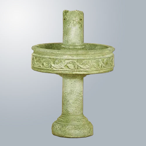 Outdoor fountain with tall base featuring a column design