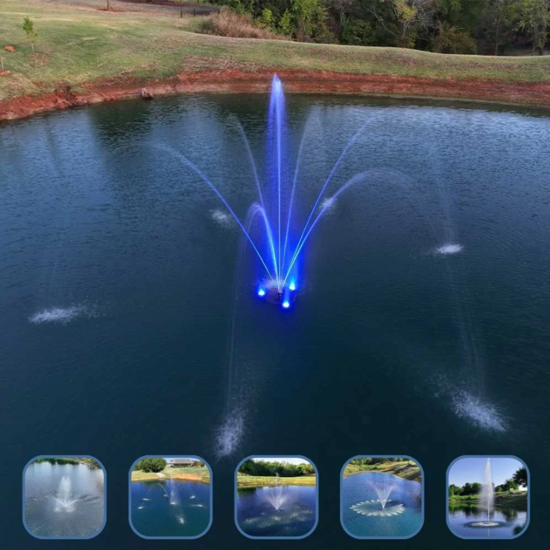 Pond Select Stainless Steel 1/2 HP Pond Fountain, 5 Spray Patterns – 115V