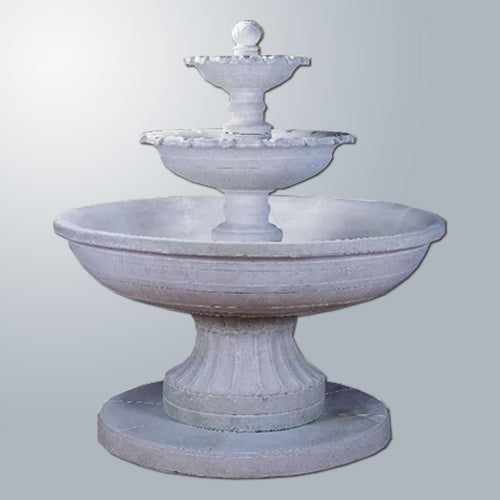 Outdoor water fountain with three tiers