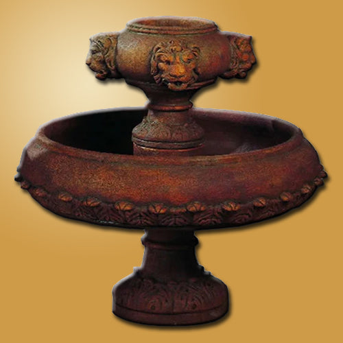 Image of a garden fountain featuring a lion design.