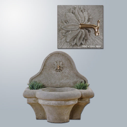 Wall fountain designed for a spout