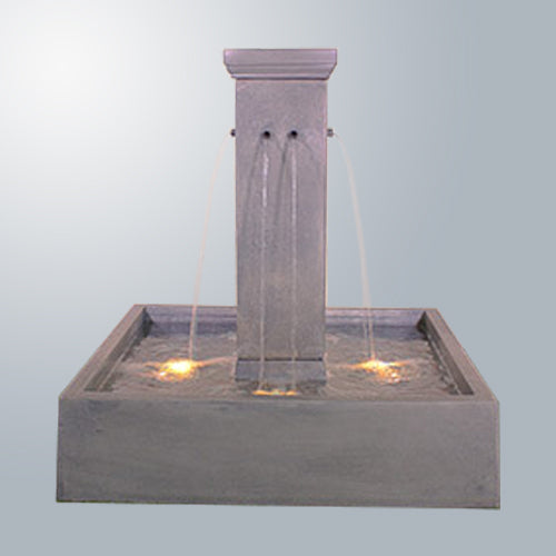 Image of a courtyard fountain with a square design