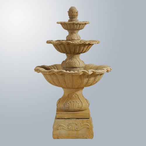 Three tier outdoor fountain with base