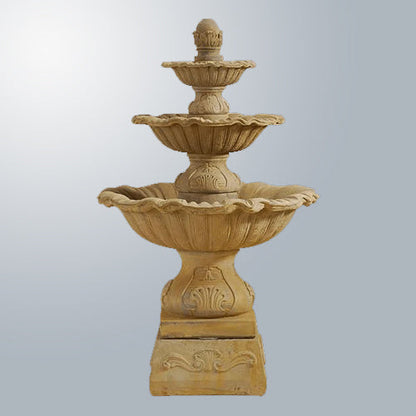 Three tier outdoor fountain with base