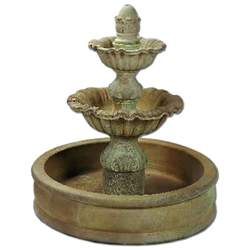 Two tier outdoor fountain with 37 inch pond
