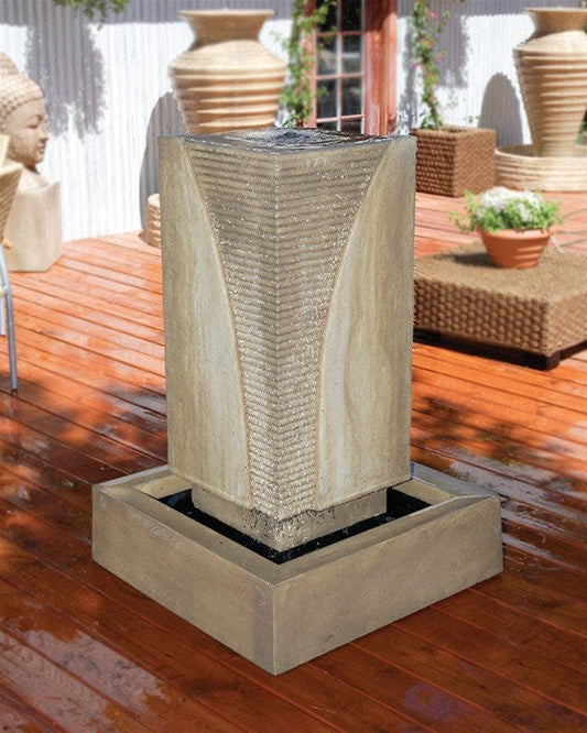 Ribbed monolith outdoor water feature
