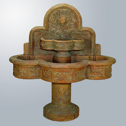 Outdoor wall water fountain with Ricco Deruta design