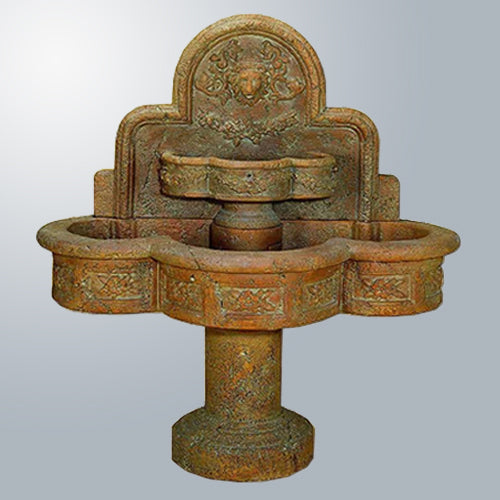 Outdoor wall water fountain with Ricco Deruta design