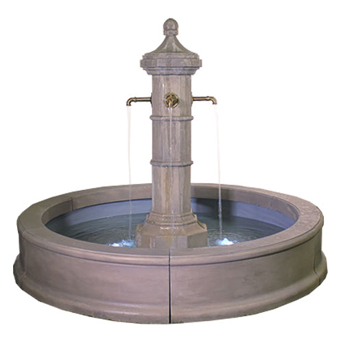 Column fountain for spouts plumbed for pond use