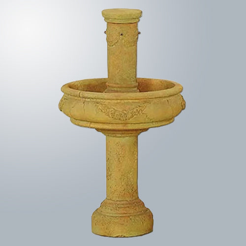 Outdoor water fountain with tall base
