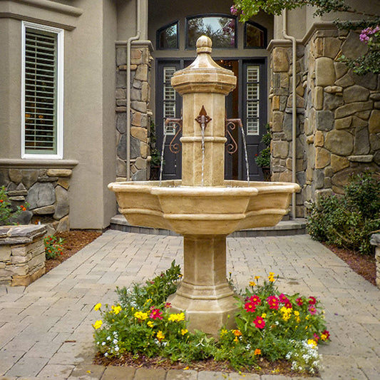 Concrete outdoor fountain designed for spouts