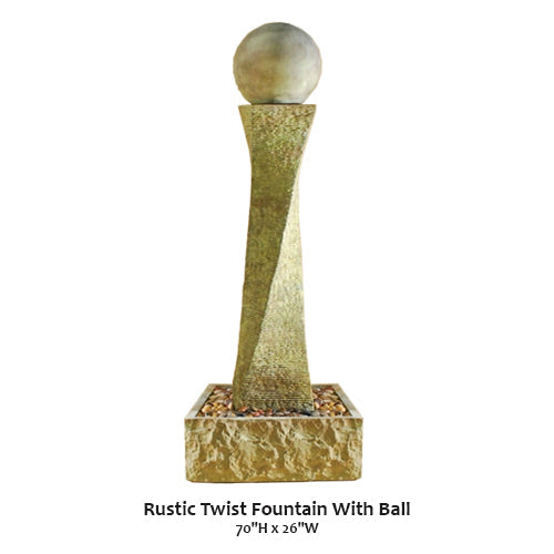 Rustic Twist Fountain With Ball