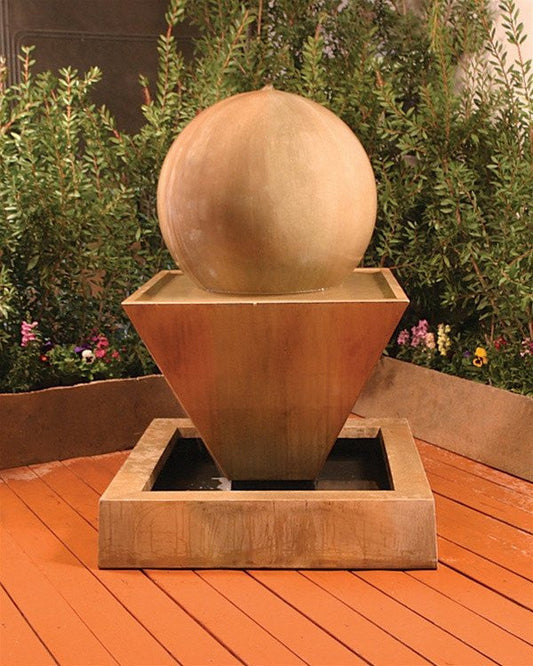 Small garden water fountain with ball accent