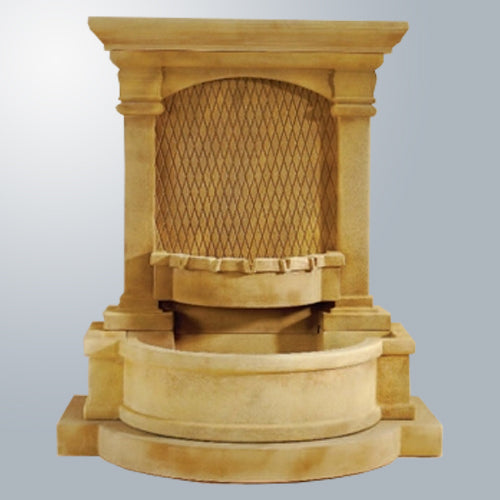 Diamond wall fountain with water flowing down