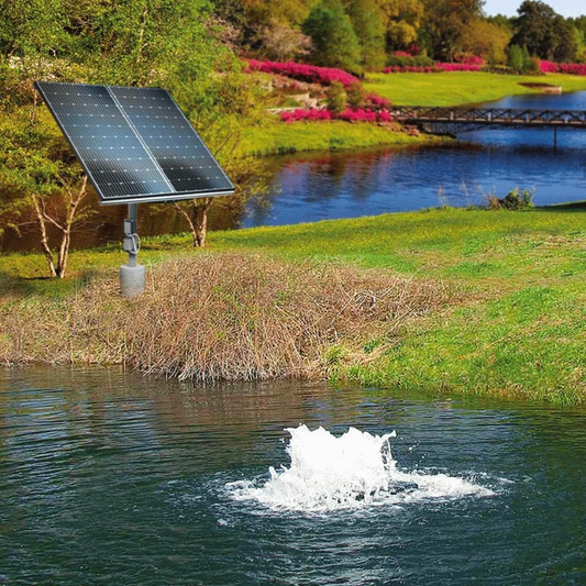 Scott Aerator Solar Boilermaker Aerator - On Water Display with Two Solar Panels