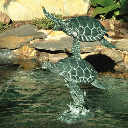 Brass Baron Sea Turtles garden and pool accent sculpture
