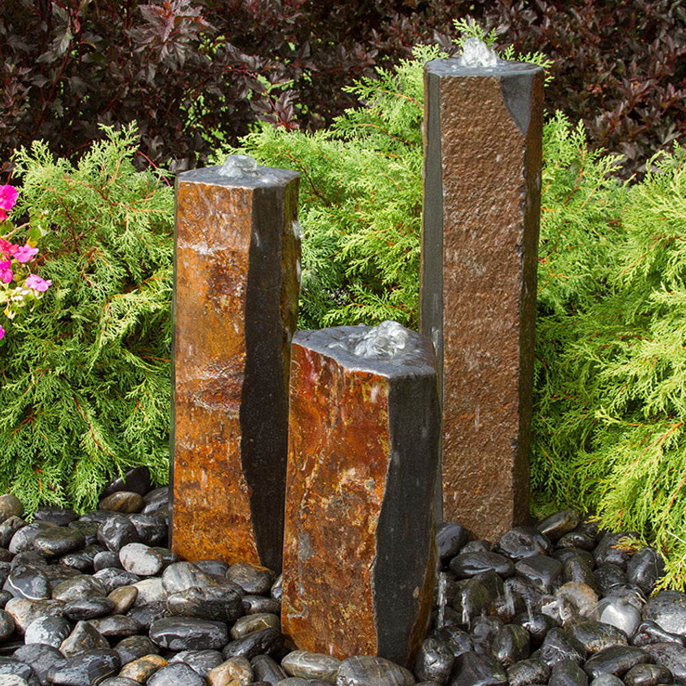 Semi-Polished Basalt Rock Column Fountain