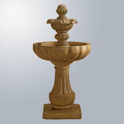 Two tier outdoor water fountain