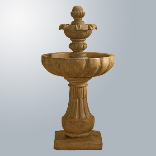 Two tier outdoor water fountain