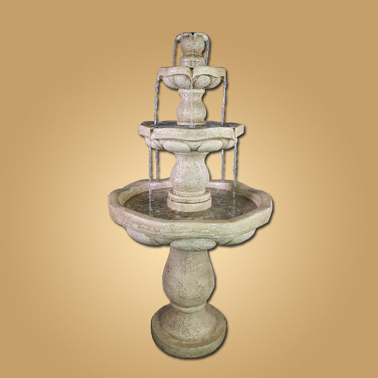 Three tier outdoor water fountain