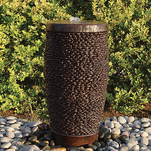 Pondless fountain with shimmering stones
