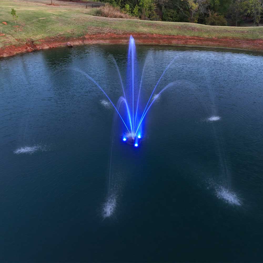 PondSelect Stainless Steel 1 HP Pond Fountain, 5 Spray Patterns – 115V or 230V