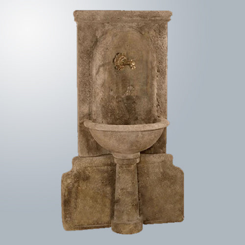 Wall fountain with bronze spout