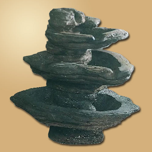 Three tier outdoor water fountain with a slate finish