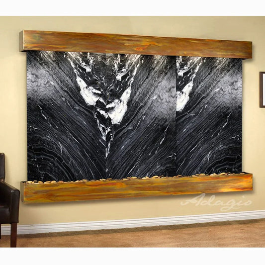 Three panel wall fountain for indoor or outdoor use