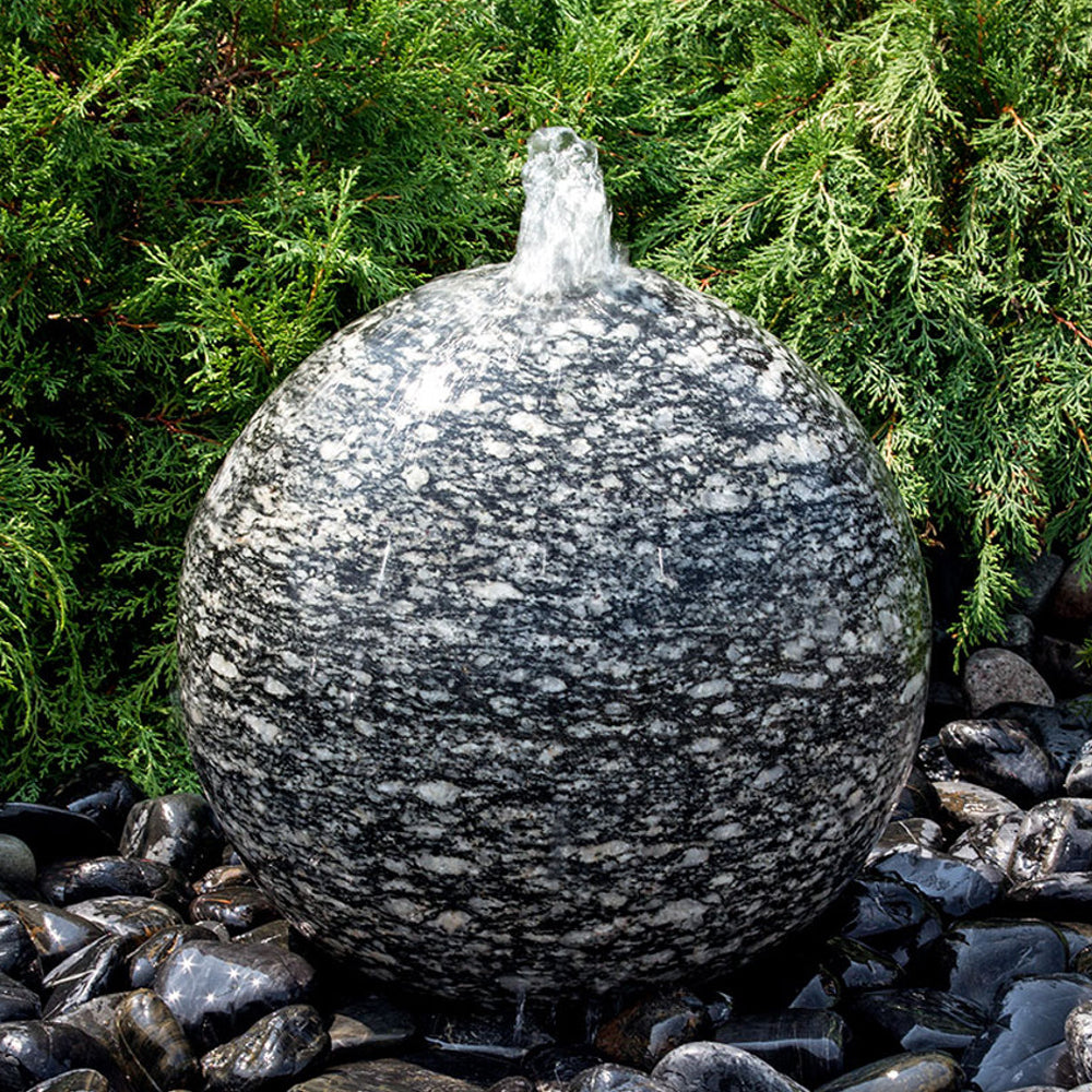 Speckled granite sphere stone fountain for garden or patio