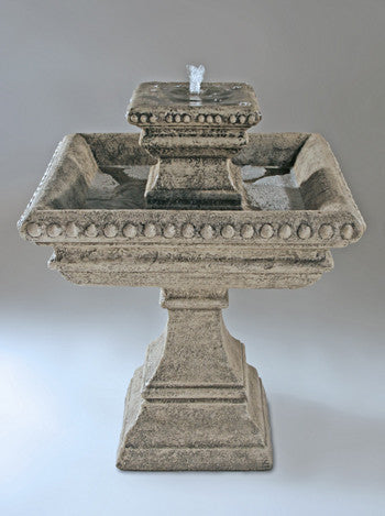 Image of a square garden fountain in an antiqua style