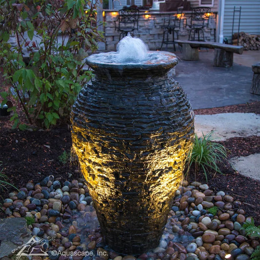 Stacked slate urn fountain kit 45 inch height