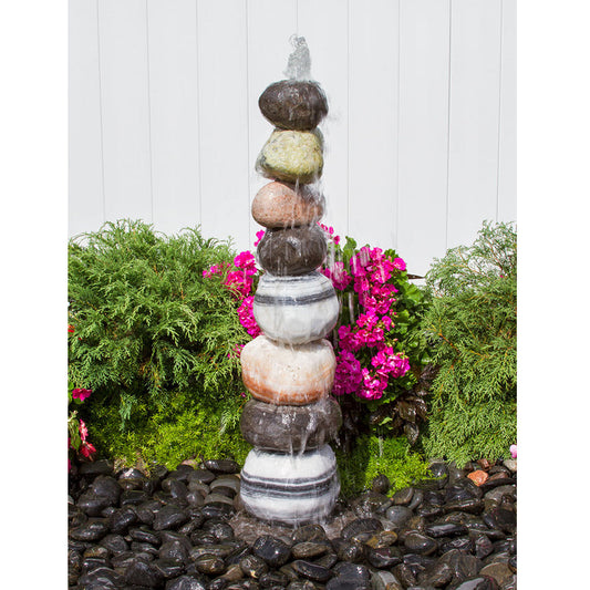 garden fountain pebble stack