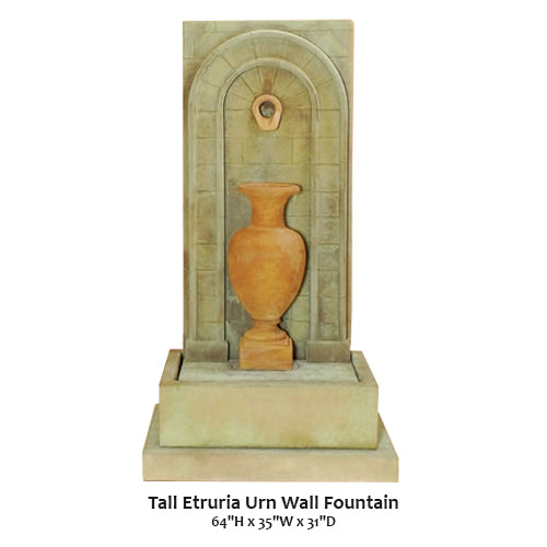 Tall Etruria Urn Wall Fountain