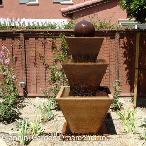 Three tier water feature with sphere accent