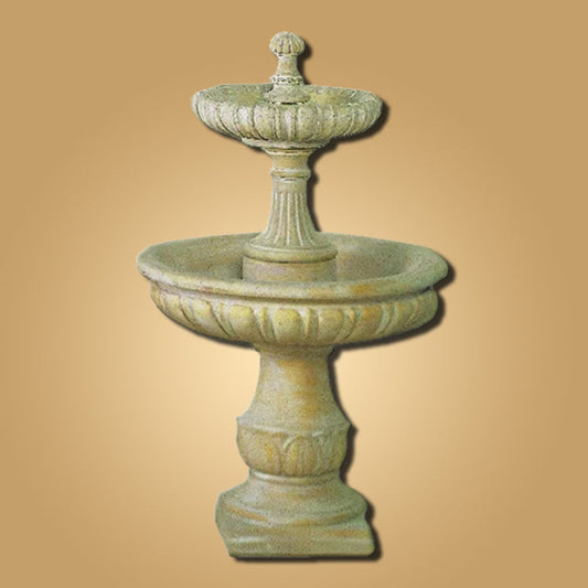 Two tier outdoor water fountain for garden or patio