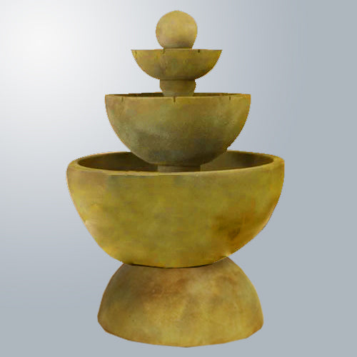 Three tier outdoor water feature with spillways