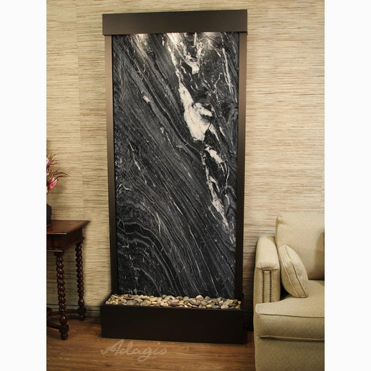 Floor fountain with tranquil river design and rear mount