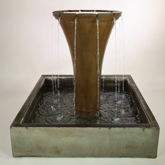 Square pond fountain for outdoor garden or patio