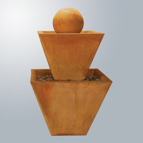 Image of a two tier fountain with a ball accent