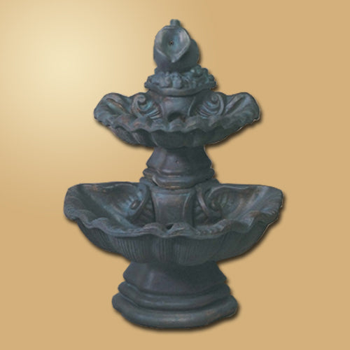 Two tier shell fountain with water pitcher feature