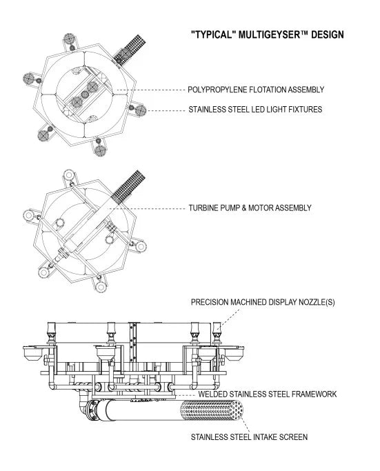 Vertex MultiGeyser Floating Pond Fountain