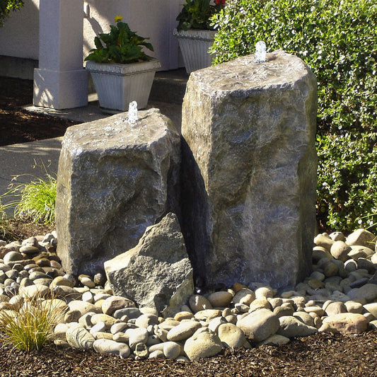 Tall double rock outdoor water feature