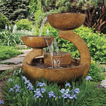 Three bowl water feature for relaxation