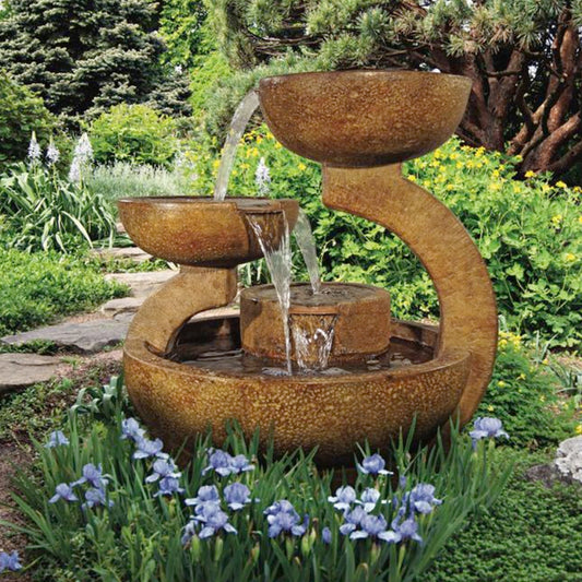 Three bowl water feature for relaxation