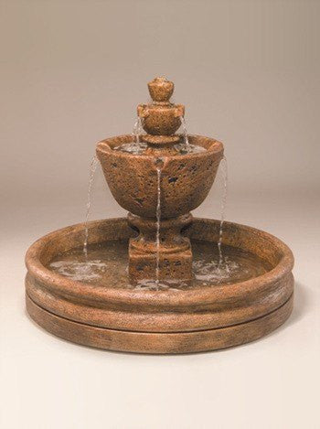 Outdoor fountain with tiered design and large basin